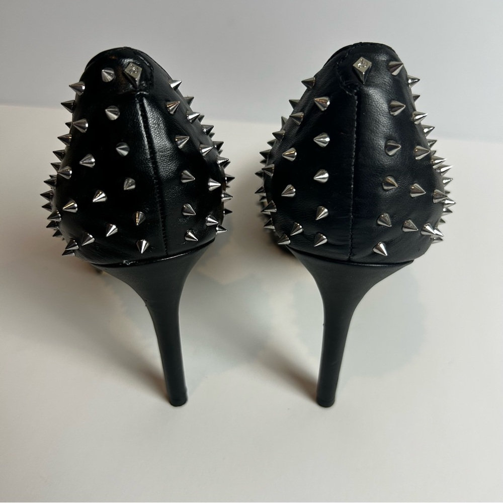 Sam Edelman Hadlee d'orsay pumps black leather with silver tone spike studs 11 - Picture 5 of 13